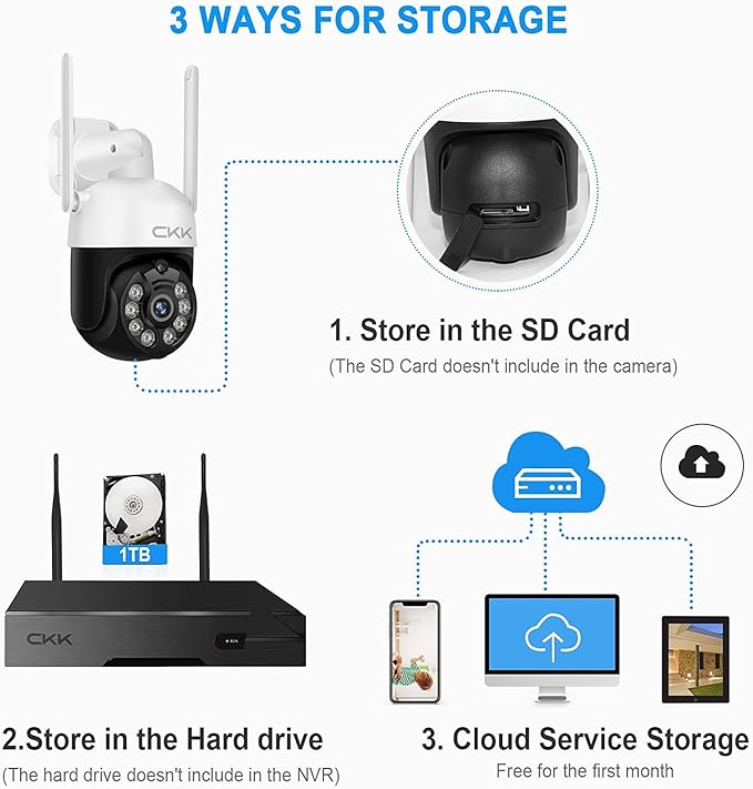 3MP PTZ CKK Cameras, 8 Channel 3MP WiFi Surveillance NVR System, 2 Way Audio - Image 6
