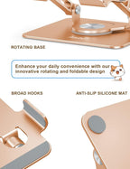 Tablet Stand 360° Rotating Aluminum Holder, Adjustable, Portable and Foldable - Image 4
