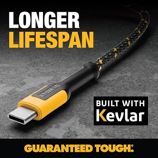 DEWALT Heavy Duty USB C Cable, Jobsite 60 Watt USB C Cable, High Speed Type-C - Image 3