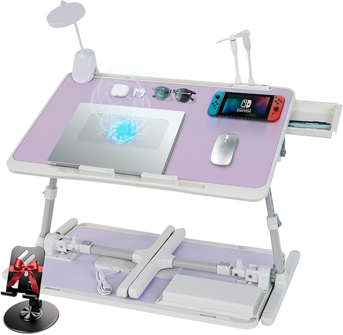 Laptop Lap Desk Include Cooling Fan, Adjustable Lap Desk by IXTRA