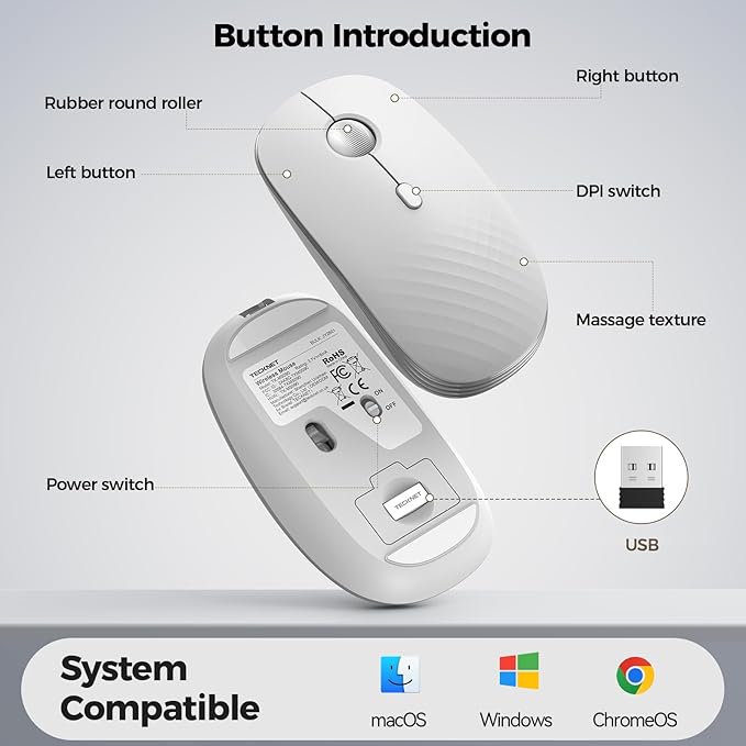 TECKNET Wireless Mouse, Rechargeable Slim Portable Silent Computer Mouse - Image 7