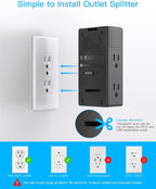 One Beat Surge Protector Wall Outlet Extender, 2 Pack 5 Outlets & 4 USB Ports - Image 3