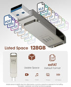 MOSDART 128GB USB3.1 Fast Speed C and A Dual Flash Drive, exFAT Memory Stick - Image 7