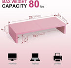 TEAMIX Pink Monitor Riser-20L inch, Wood Monitor Stand - Image 6