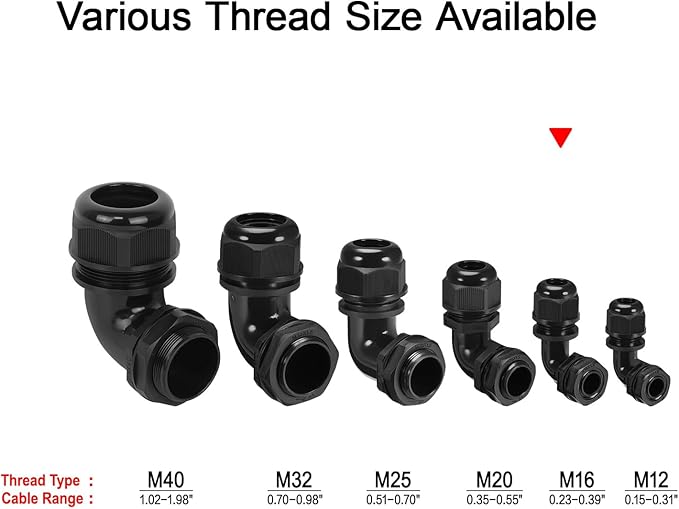 LeMotech M16 Cable Gland, 90 Degree Adjustable 6-10mm Strain Relief, Cord - Image 6