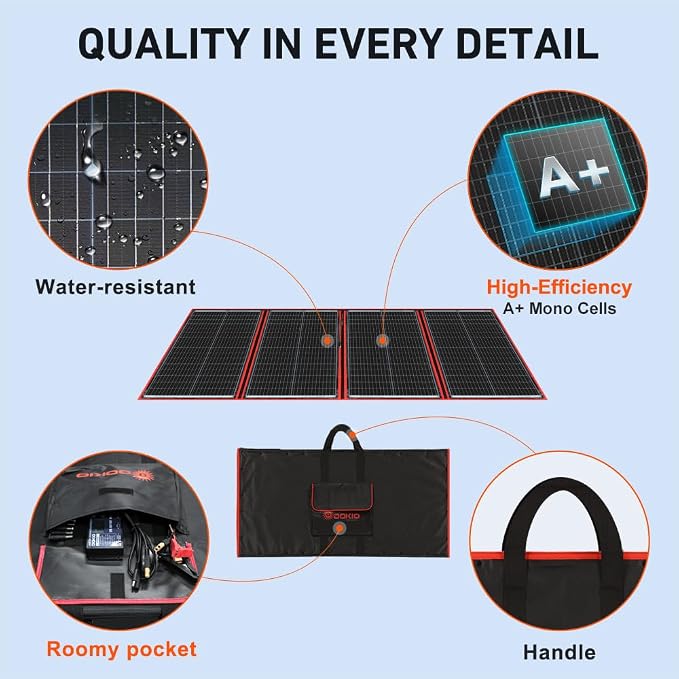 DOKIO 300W Portable Foldable Solar Panel Kit, - Image 4