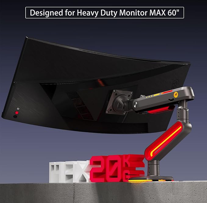 RGB Gaming Monitor-arm for Flat/Ultrawide/Curved Monitors 32 to 60 inch - Image 6