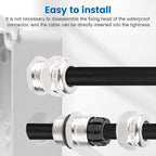 2 Pcs 1/2" NPT Stainless Steel Waterproof Cable Gland, IP68 Waterproof - Image 6
