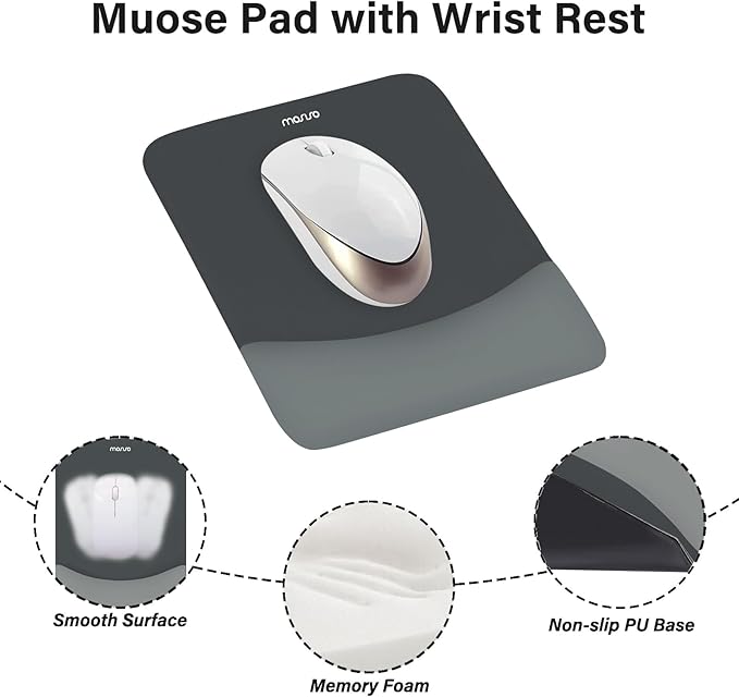 MOSISO Wrist Rest Support for Mouse Pad&Keyboard Set, Rectangular Ergonomic - Image 3