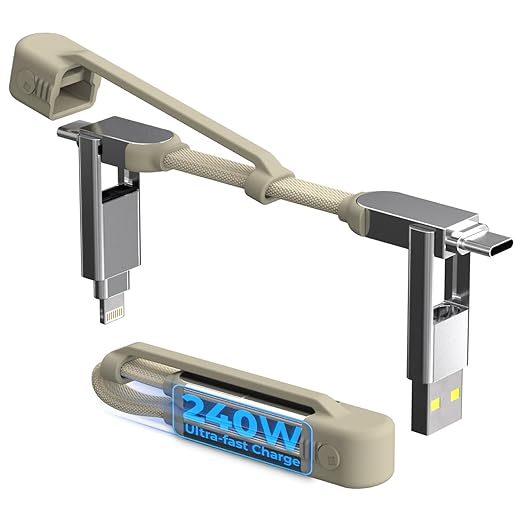 Rolling Square inCharge XS - 240W 4in1 Keyring Cable | Fast Charging & Data by RollingSquare
