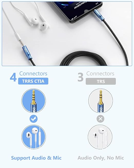 MillSO 3.5mm Headphone Extension Cable Nylon Braided 4 Pole TRRS Male to Female - Image 4