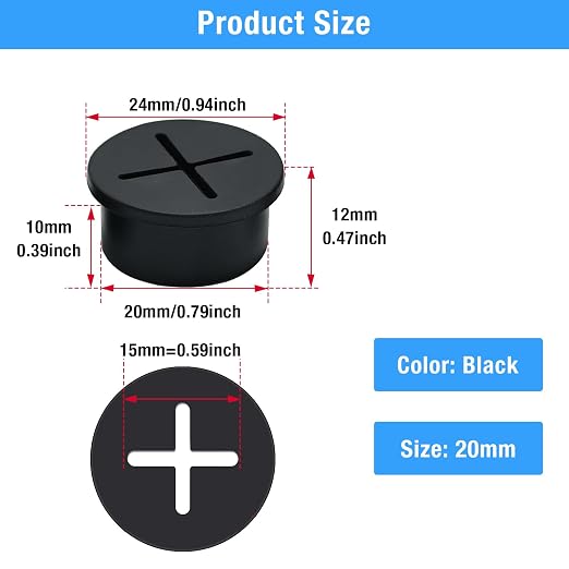 Desk Grommet, 3/4 in 20 mm Silicone Rubber Grommets, Flexible Wall Cord Pass - Image 9