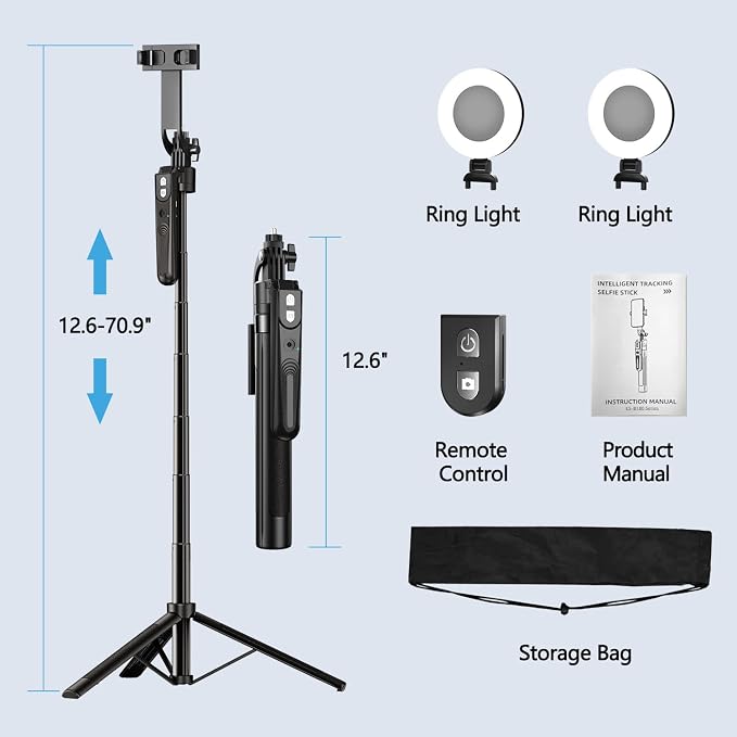 Auto Face Tracking Tripod with 360 Rotation Stand, 70.9" Ai Motion Tracking - Image 7