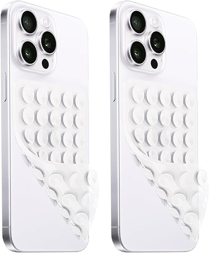 2 Pack Silicone Suction Cup Phone Case Mount Double Sided, Hands-Free Strong by LvShuLiangPin