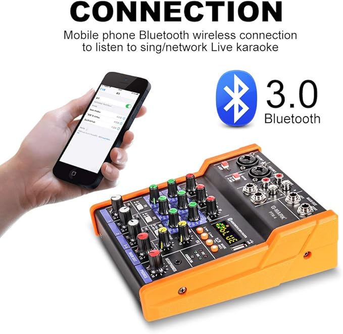 G-MARK Analog Mixer Audio 4 Channel DJ Audio Mixer Bluetooth Studio Karaoke - Image 4