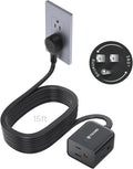 TROND 360° Rotating Flat Plug Extension Cord 15ft, Low Profile Small Power Strip by TRONDOfficial