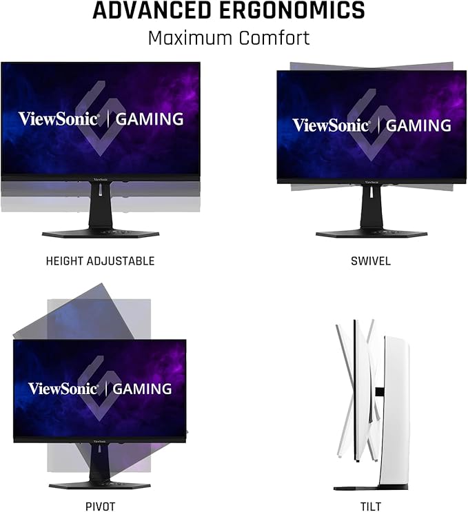 ViewSonic XG272-2K-OLED 27 Inch 1440p 240Hz OLED Ergonomic White Gaming Monitor - Image 5