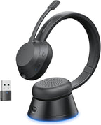 Wireless Headset with Mic for Work, Wireless Headphones with USB Dongle & by SKYCOMET