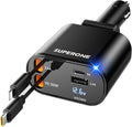 【Upgraded】 SUPERONE Retractable Car Charger 4 in 1, Fast Car Phone Charger by SUPERONE