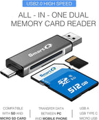SmartQ C256 Micro SD Card Reader to USB Adapter USB-C and USB A USB Memory Card - Image 3