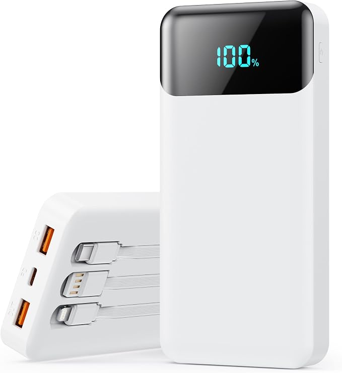 Portable Charger 40800mAh with 3 Built-in Cables, PD 25W USB C in&Out Power by LanLuk
