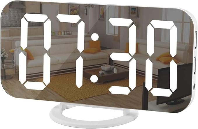 SZELAM Digital Clock Large Display, LED Electric Alarm Clocks Mirror Surface by SZELAM