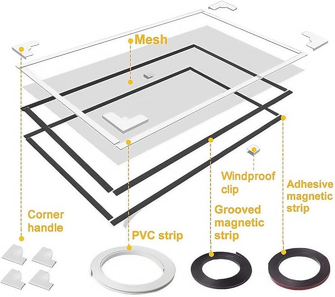 VKX Adjustable DIY Magnetic Window Screen, Fiberglass Mesh, Strong Magnetic - Image 2