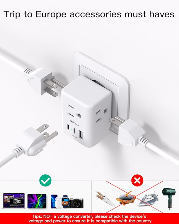 2 Pack European Travel Plug Adapter, Mifaso International Power Plug Adapter - Image 5