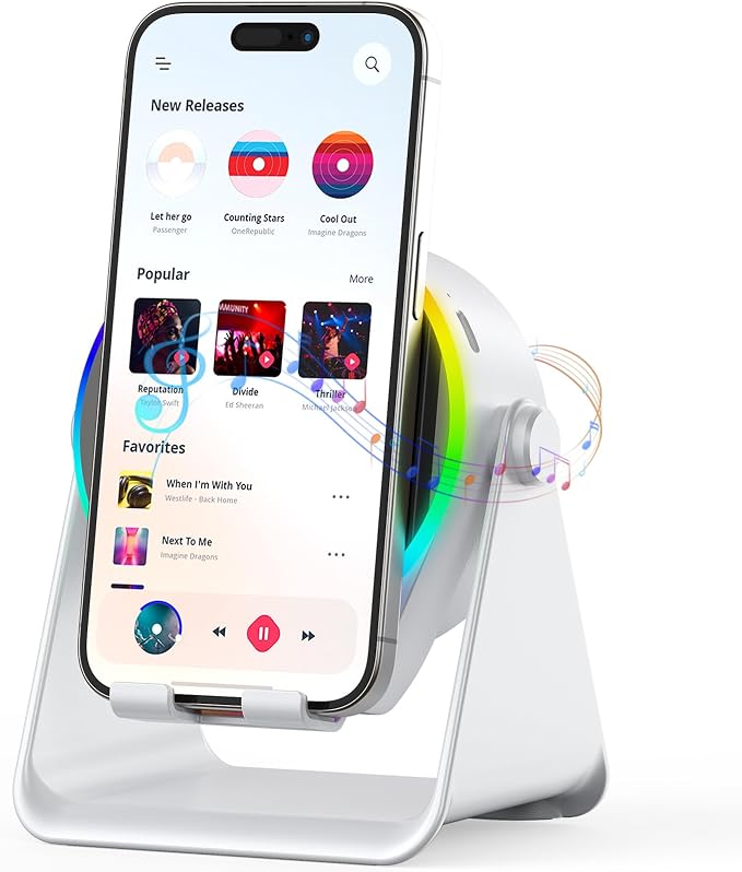 Wireless Induction Speaker, 4 in 1 Bluetooth Speaker Phone Stand by GIM