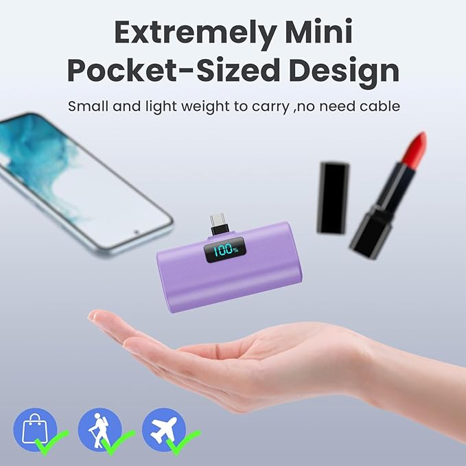 Portable Charger for iPhone 16/15 Series, 5200mAh PD USB C Power Bank Built-in - Image 3