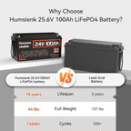 24V Lithium Battery 100Ah LiFePO4 Batterys 2 PCS, Built-in 100A BMS - Image 2