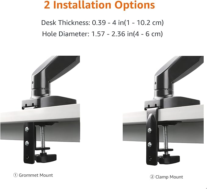 Amazon Basics Gas Spring Dual Computer Monitor Arm Mount, Adjustable, Holds up - Image 6