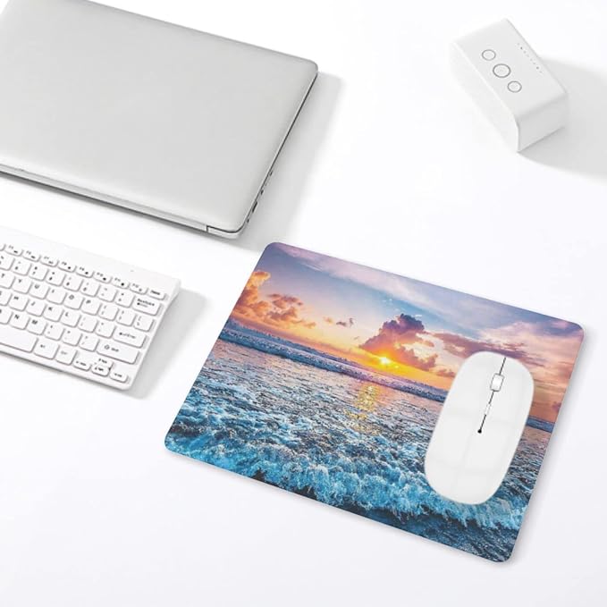 Sunset Ocean Wave Mouse Pad, Square Mousepad, Waterproof Mouse Mat Non-Slip - Image 5