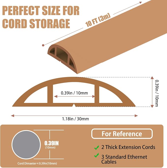 Floor Cord Covers for Wires 10FT Cable Hider Wire Coverr Self Adhesive Cord - Image 2