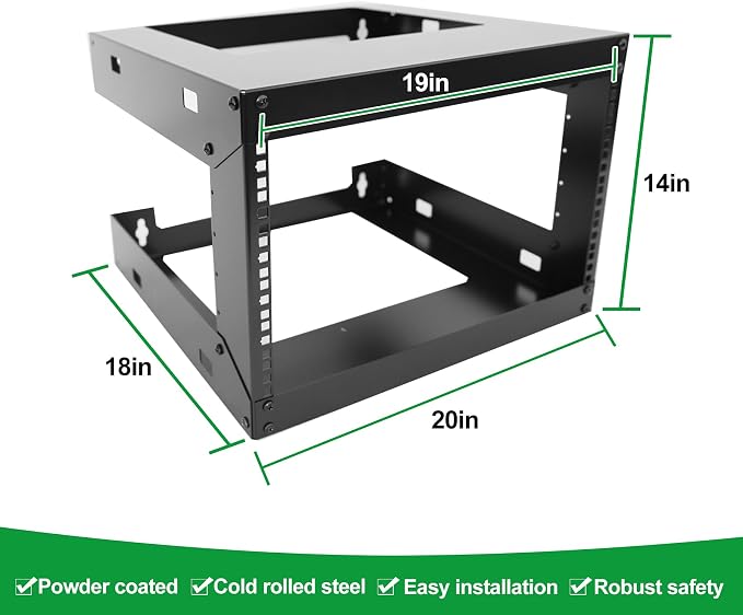 6U Wall Mount Open Frame 19 Inch Server Equipment Rack Wall Mountable Heavy - Image 2