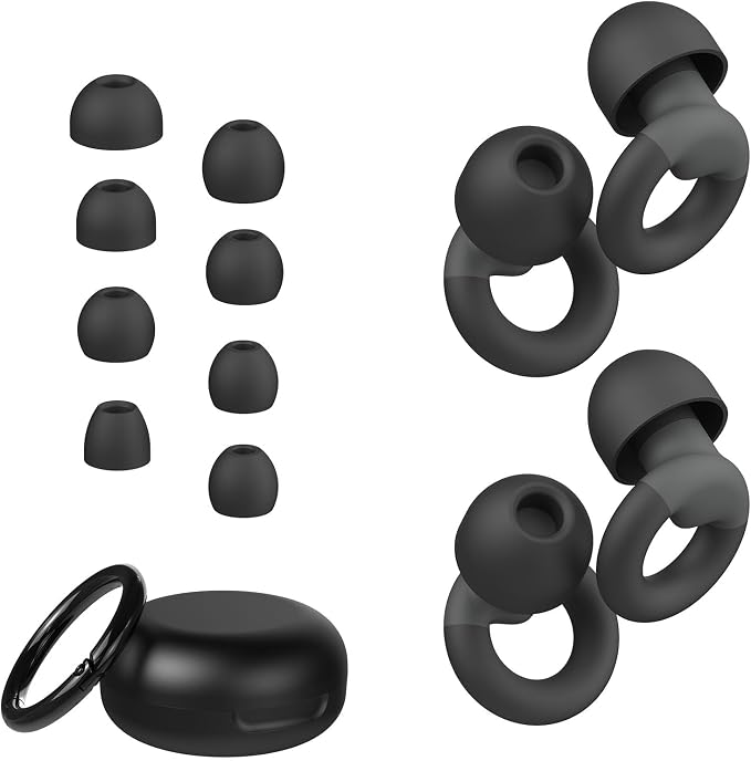 Ear Plugs for Sleeping, 2 Pairs of Reusable Earplugs for Noise Reduction by JUSTRVN