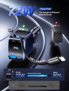 Retractable Car Charger, Car Accessories, 72W Fast Charging USB C Car Charger - Image 3