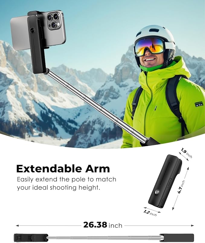 Viozon Portable Selfie Stick, Lightweight Extendable Stainless Steel Tube - Image 3