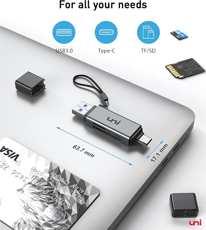 uni SD Card Reader, High-Speed USB C to Micro SD Card Adapter USB 3.0 Dual Slots - Image 7