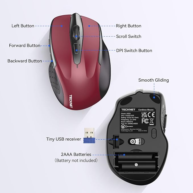TECKNET Wireless Mouse for Laptop, Silent Mouse Quiet Click, Computer Mice - Image 7