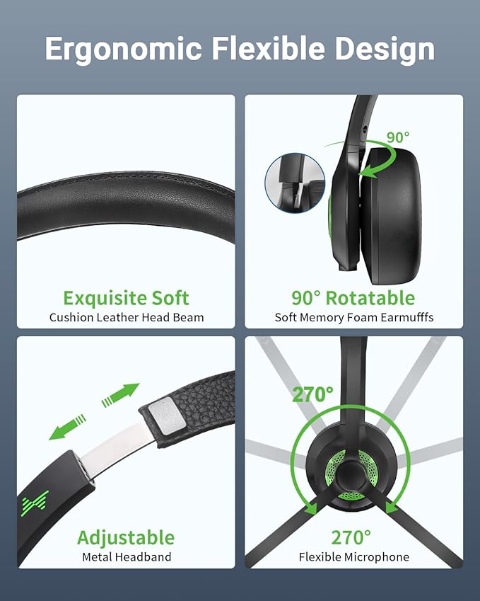Wireless Headset with AI Noise Cancelling Microphone Bluetooth Headset - Image 6