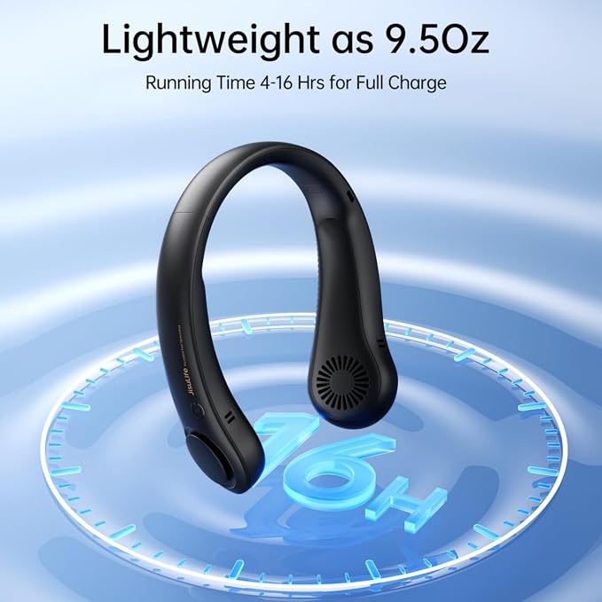 JISULIFE Portable Neck Fan, Hands-Free Bladeless, 5 Speeds, 4000 mAh Battery - Image 6