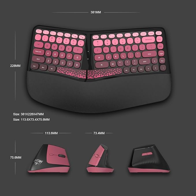 Ergonomic Wireless Keyboard and Mouse Set Wireless Keyboard Silent Mice Set - Image 4