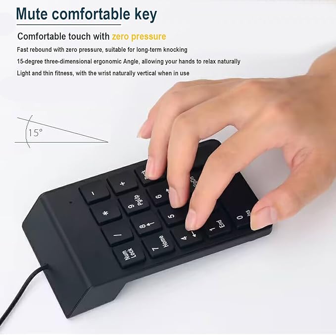 Wired Number Pad, Numeric Keypad, Numpad Keyboard 18Keys USB Keypad Office - Image 6