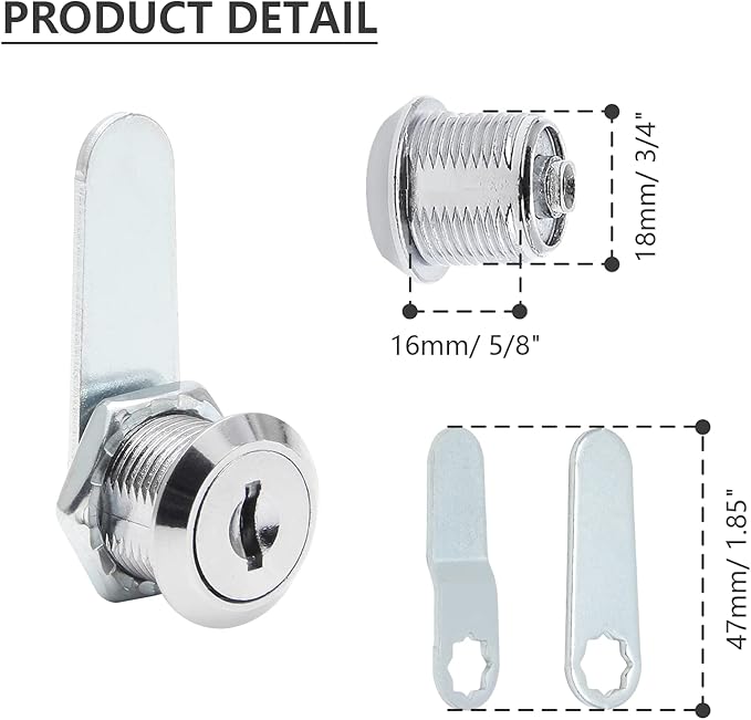 Uenhoy 6 Pack Cam Locks Keyed Alike, 5/8" Set - Image 3