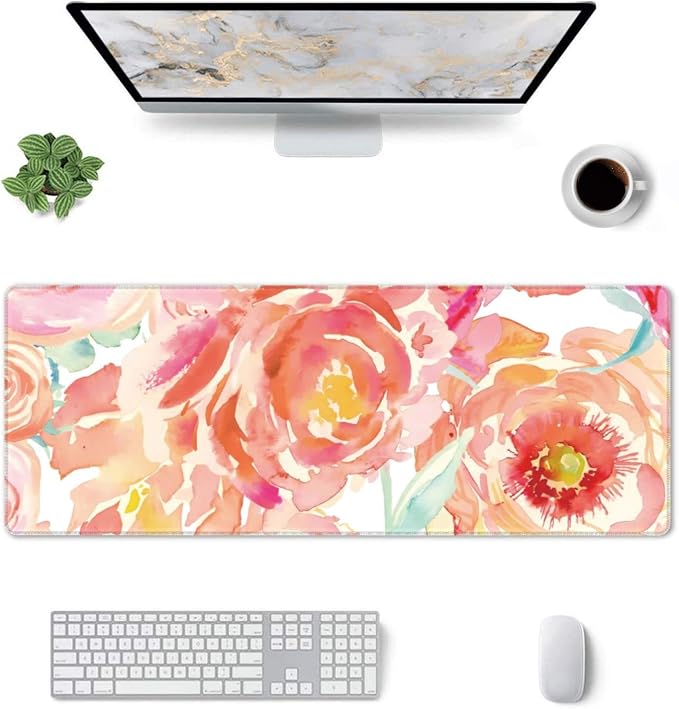 Pink Flower Large Mouse Pad Extended Gaming Mousepad 31.5 x 11.8 Inch - Image 3