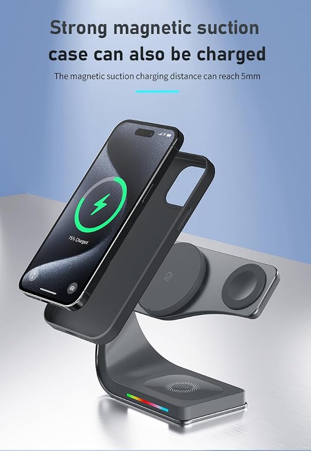 Wireless Charger, 3 in 1 Fast Charging Station - Image 8