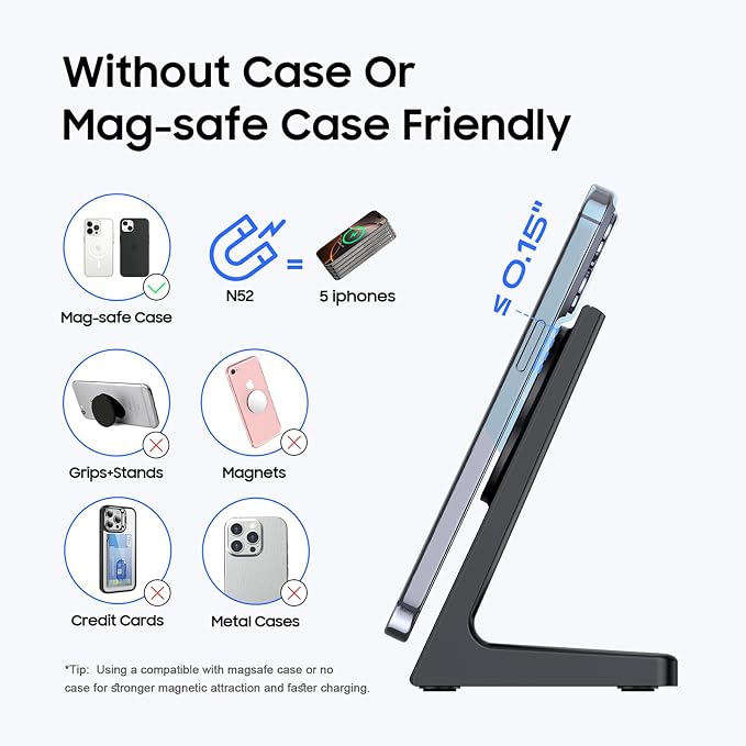 PUY for MagSafe Charger Stand, 20W Fast Magnetic Wireless Charging Station - Image 2