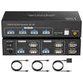 HDMI KVM Switch 2 Monitors 2 Computers 4K60Hz Dual Monitor KVM Switches by FQUANMAP