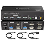 HDMI KVM Switch 2 Monitors 2 Computers 4K60Hz Dual Monitor KVM Switches by FQUANMAP